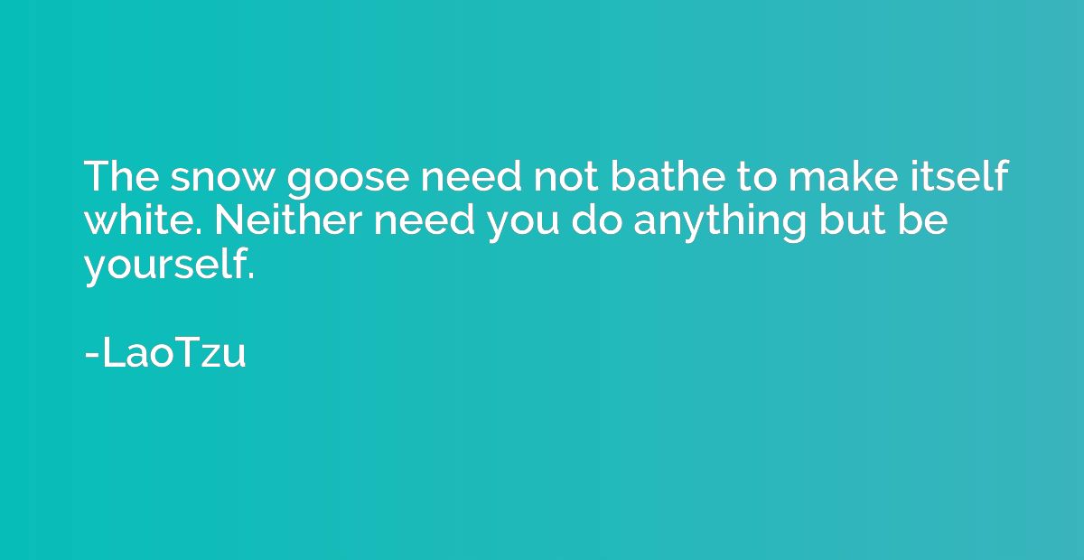 The snow goose need not bathe to make itself white. Neither 