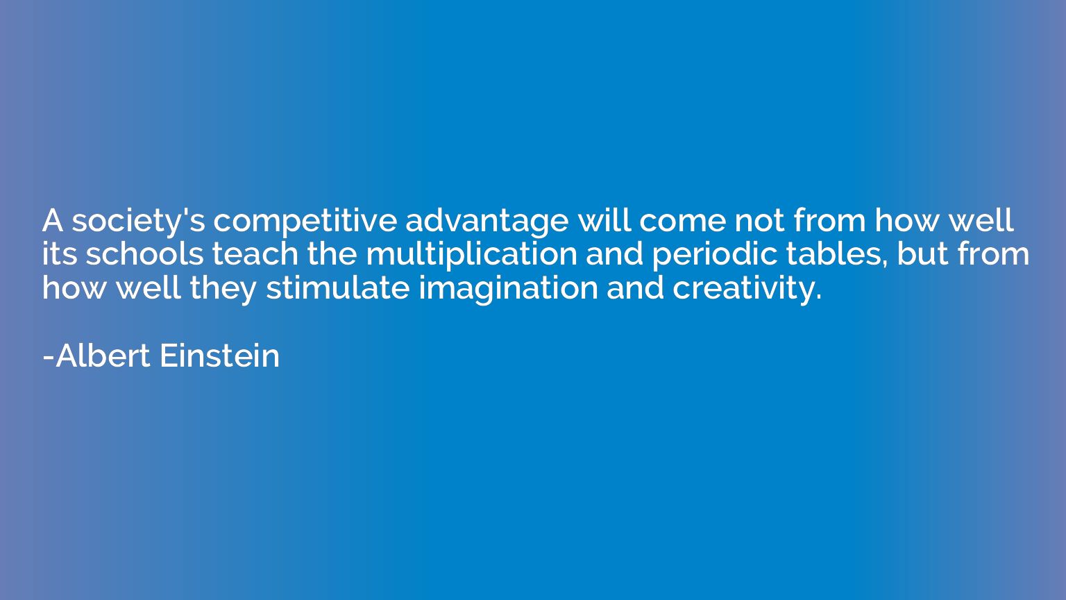 A society's competitive advantage will come not from how wel