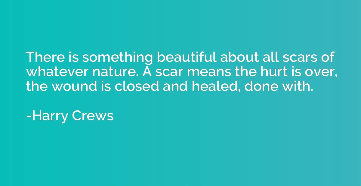 There is something beautiful about all scars of whatever nat