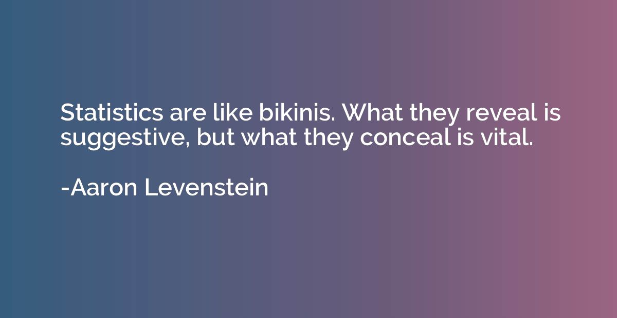 Statistics are like bikinis. What they reveal is suggestive,