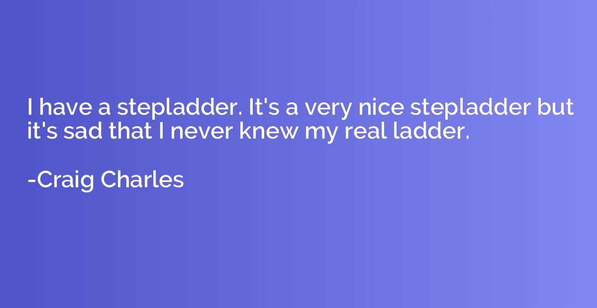 I have a stepladder. It's a very nice stepladder but it's sa