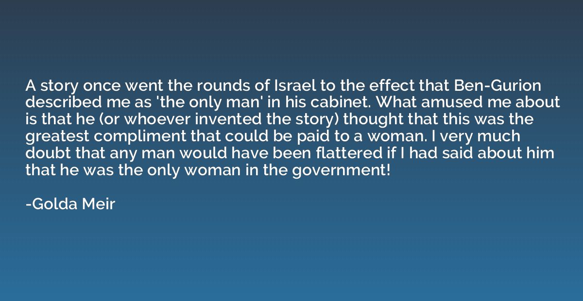 A story once went the rounds of Israel to the effect that Be