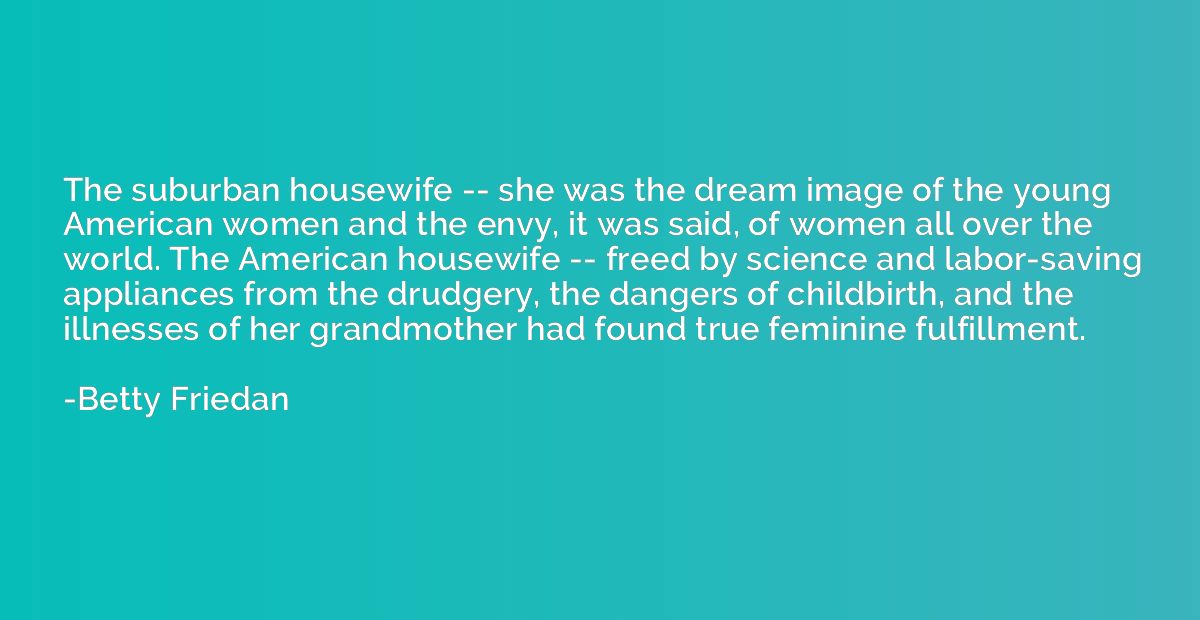 The suburban housewife -- she was the dream image of the you