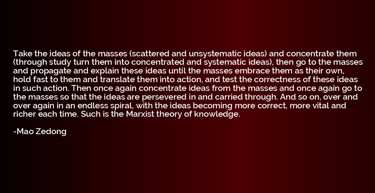 Take the ideas of the masses (scattered and unsystematic ide