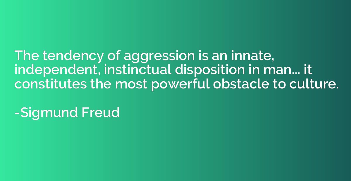 The tendency of aggression is an innate, independent, instin
