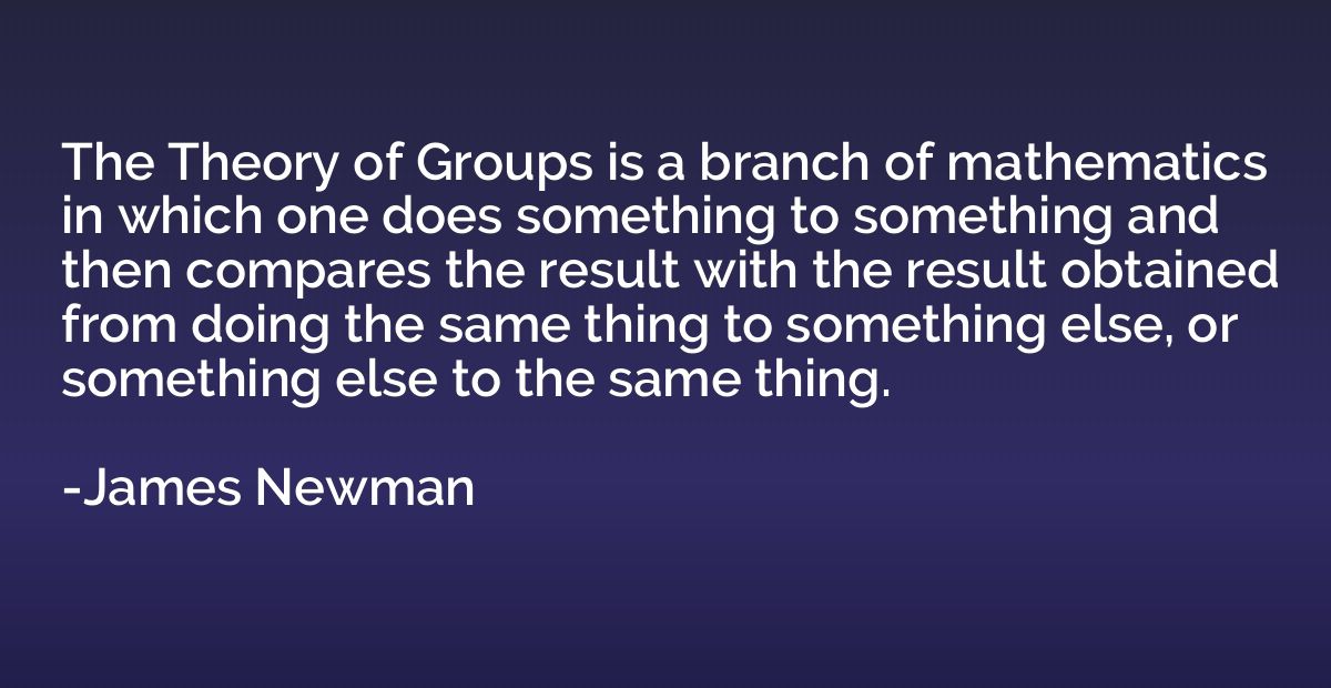 The Theory of Groups is a branch of mathematics in which one