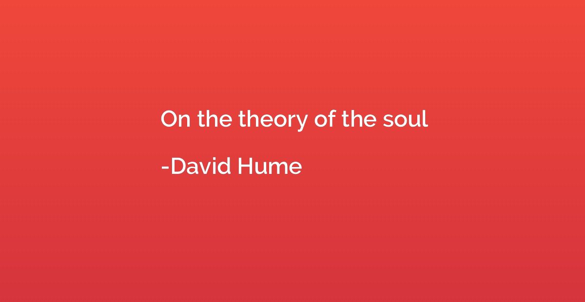 On the theory of the soul
