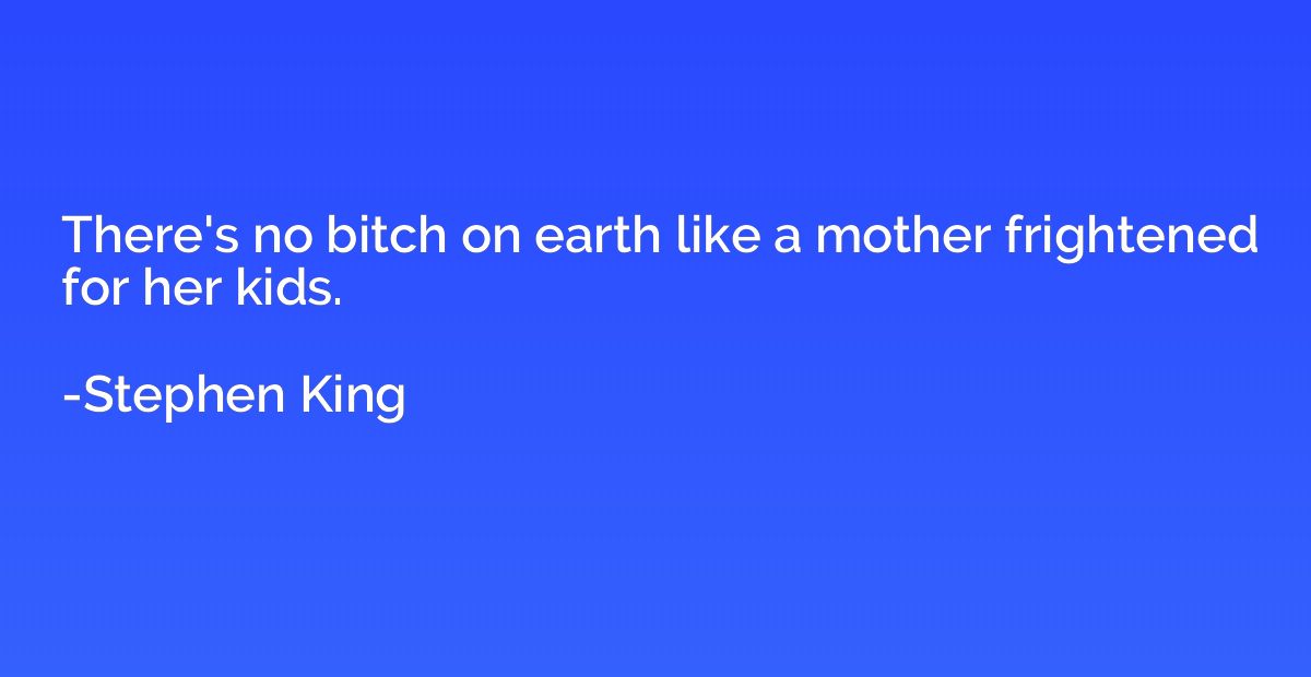 There's no bitch on earth like a mother frightened for her k