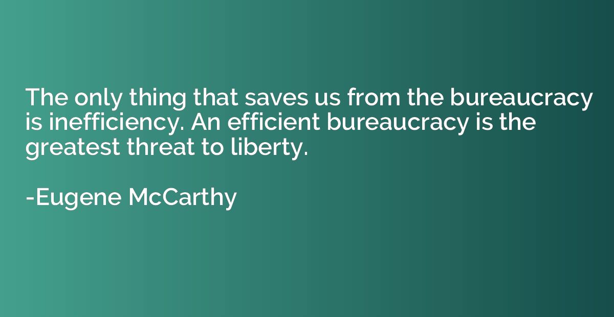 The only thing that saves us from the bureaucracy is ineffic