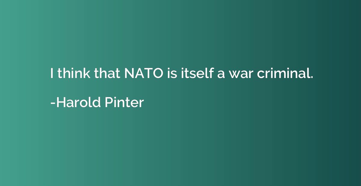 I think that NATO is itself a war criminal.