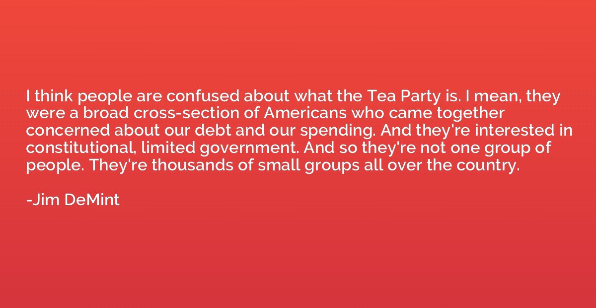 I think people are confused about what the Tea Party is. I m