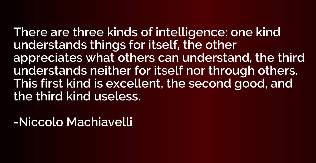 There are three kinds of intelligence: one kind understands 