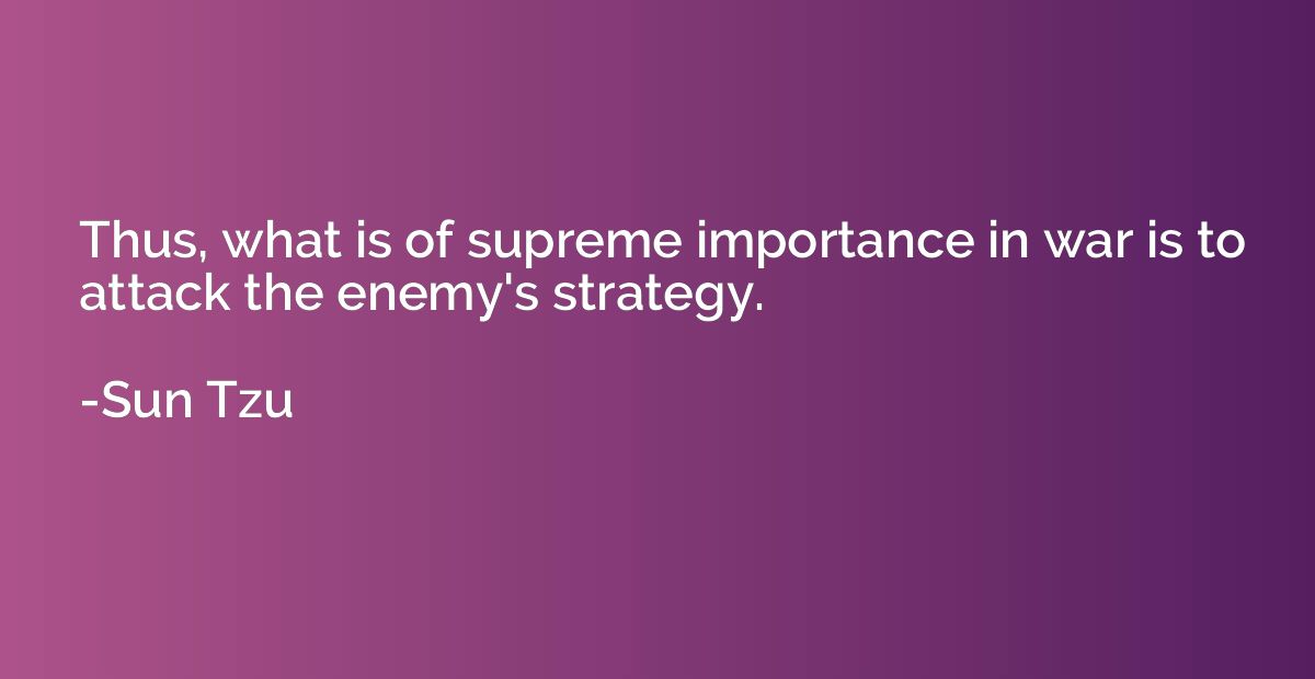 Thus, what is of supreme importance in war is to attack the 