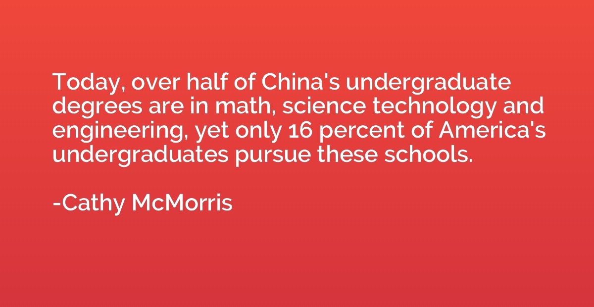 Today, over half of China's undergraduate degrees are in mat