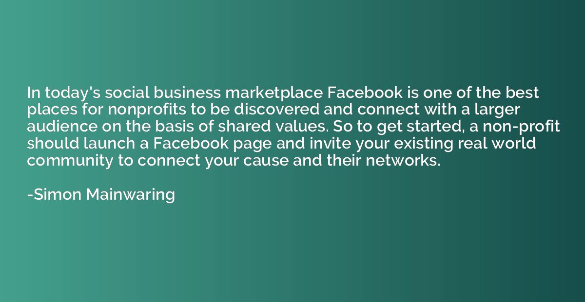 In today's social business marketplace Facebook is one of th