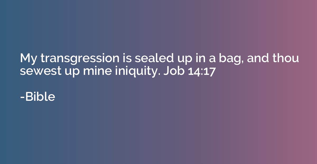 My transgression is sealed up in a bag, and thou sewest up m