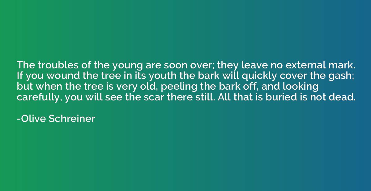 The troubles of the young are soon over; they leave no exter