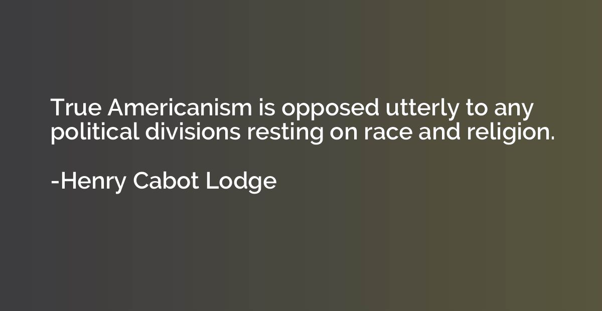 True Americanism is opposed utterly to any political divisio