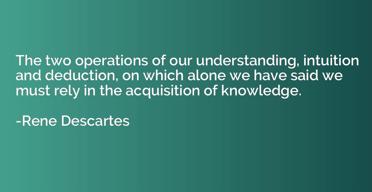 The two operations of our understanding, intuition and deduc