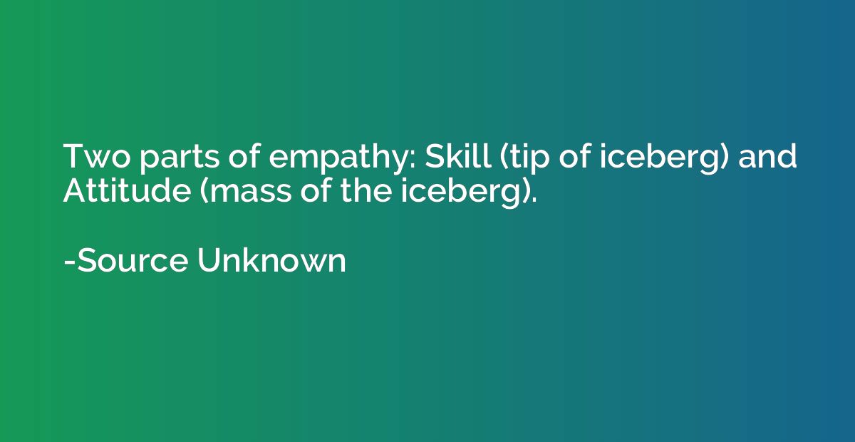 Two parts of empathy: Skill (tip of iceberg) and Attitude (m