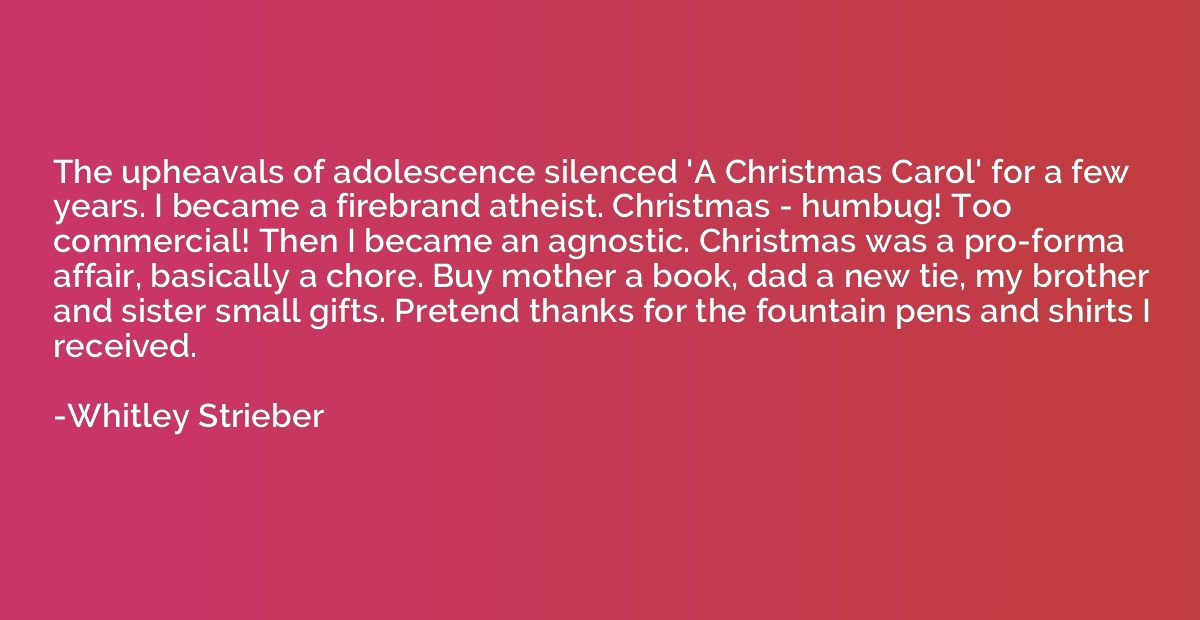 The upheavals of adolescence silenced 'A Christmas Carol' fo