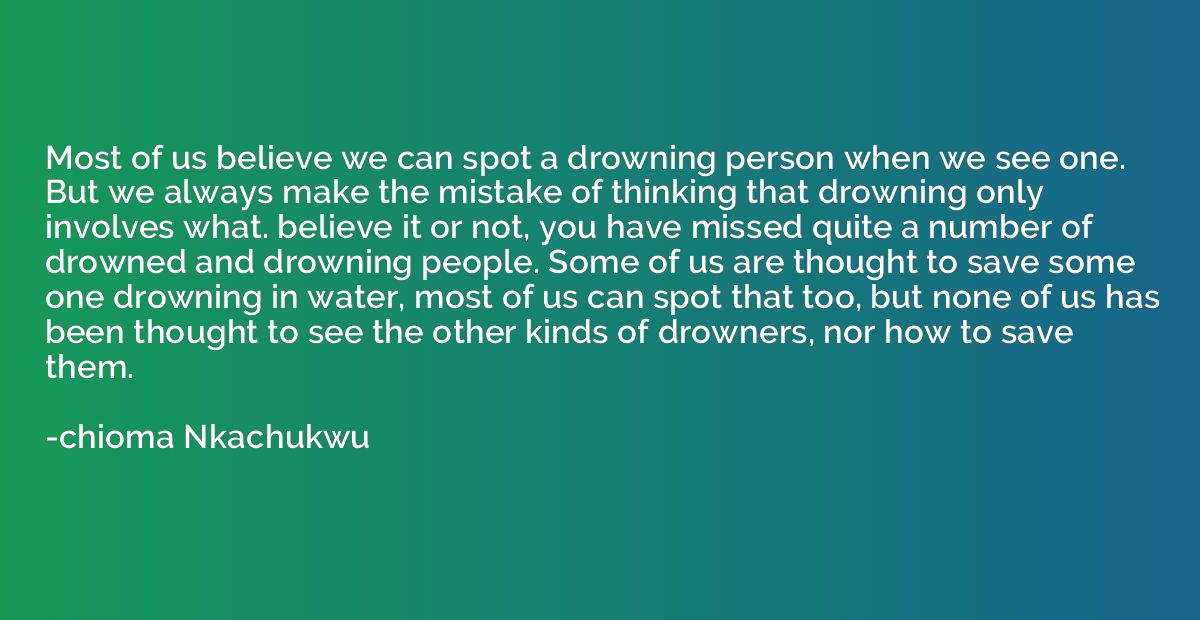 Most of us believe we can spot a drowning person when we see
