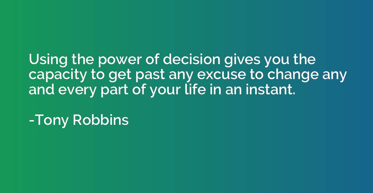 Using the power of decision gives you the capacity to get pa