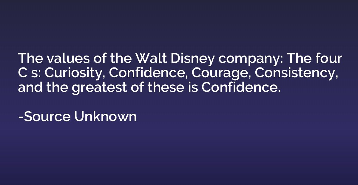 The values of the Walt Disney company: The four C s: Curiosi