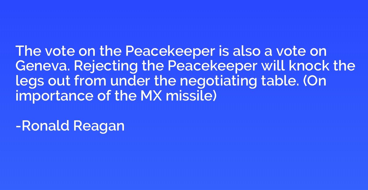 The vote on the Peacekeeper is also a vote on Geneva. Reject