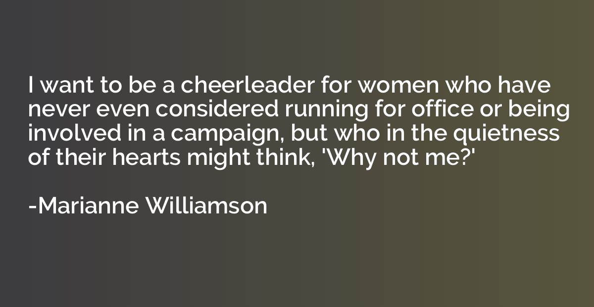 I want to be a cheerleader for women who have never even con
