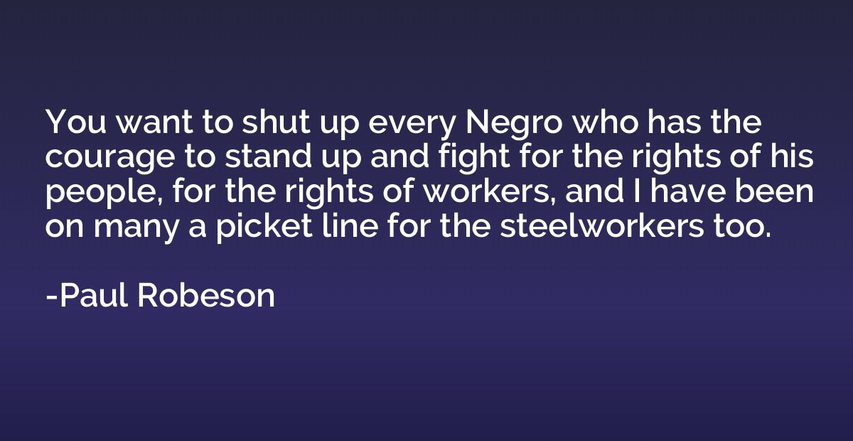 You want to shut up every Negro who has the courage to stand