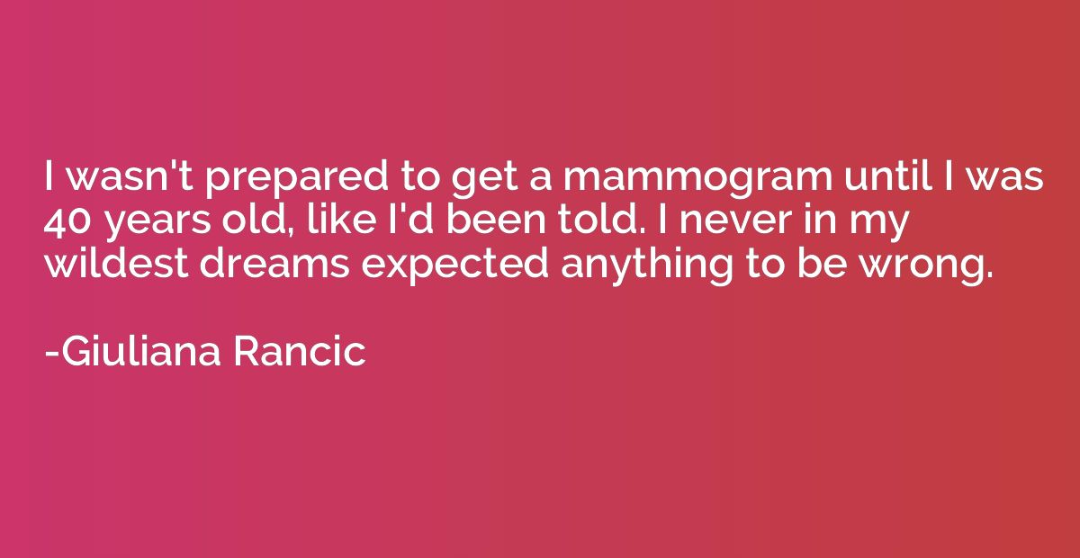 I wasn't prepared to get a mammogram until I was 40 years ol