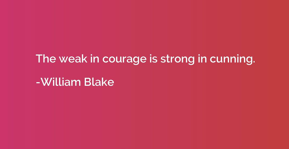The weak in courage is strong in cunning.