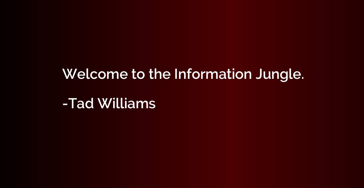 Welcome to the Information Jungle.