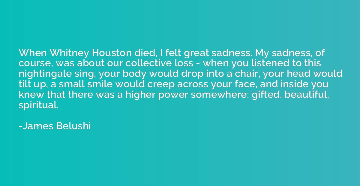 When Whitney Houston died, I felt great sadness. My sadness,