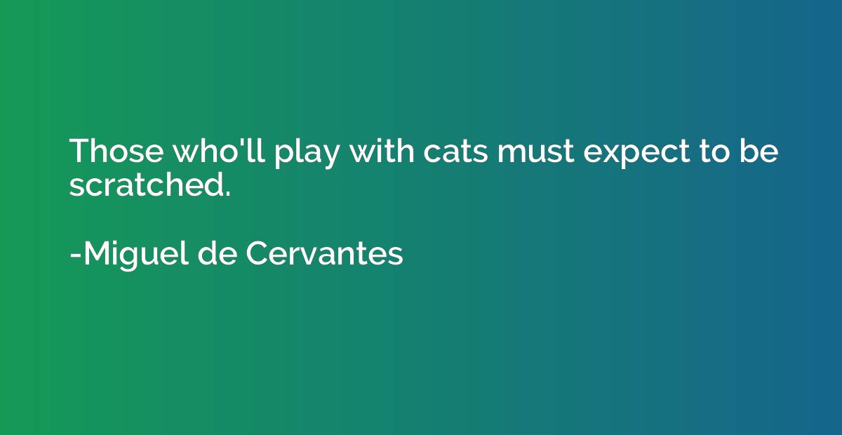 Those who'll play with cats must expect to be scratched.