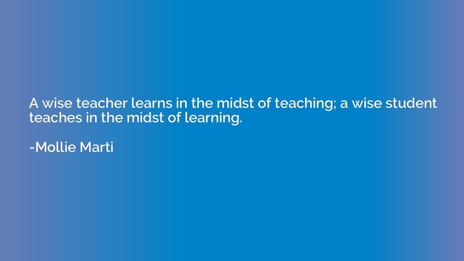 A wise teacher learns in the midst of teaching; a wise stude