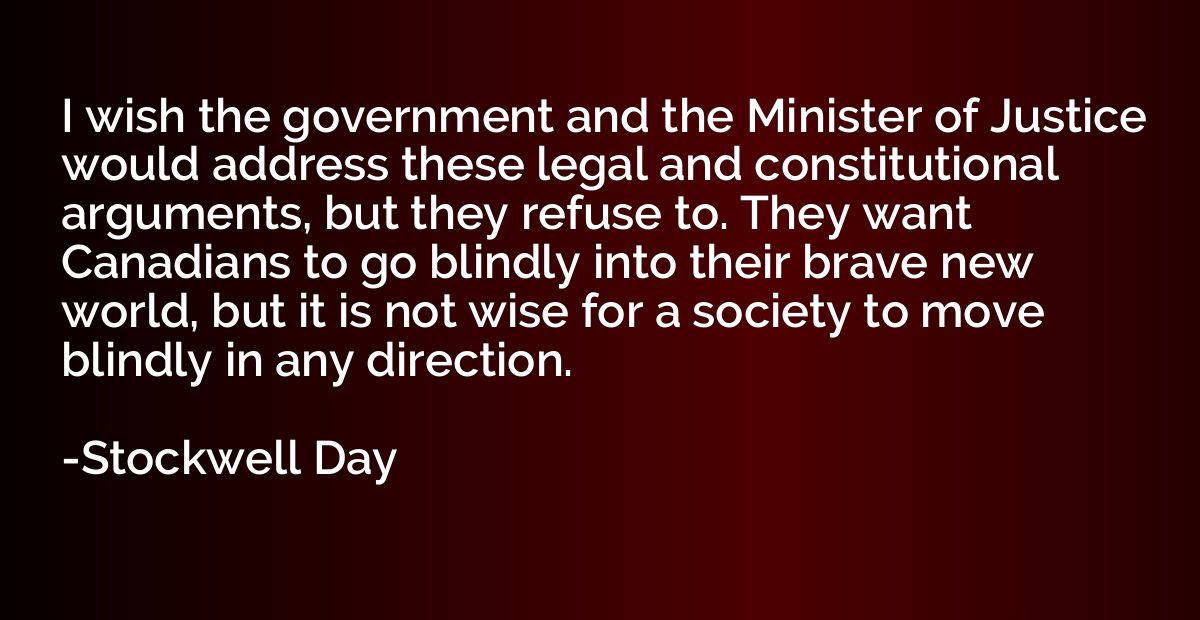 I wish the government and the Minister of Justice would addr