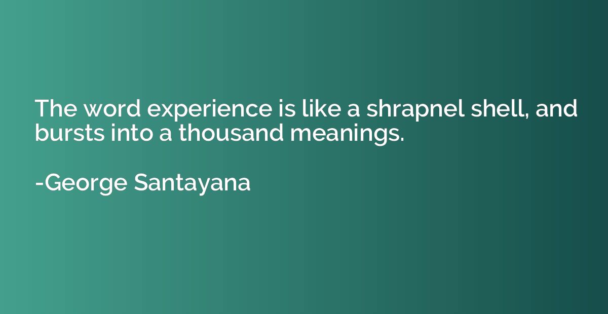 The word experience is like a shrapnel shell, and bursts int