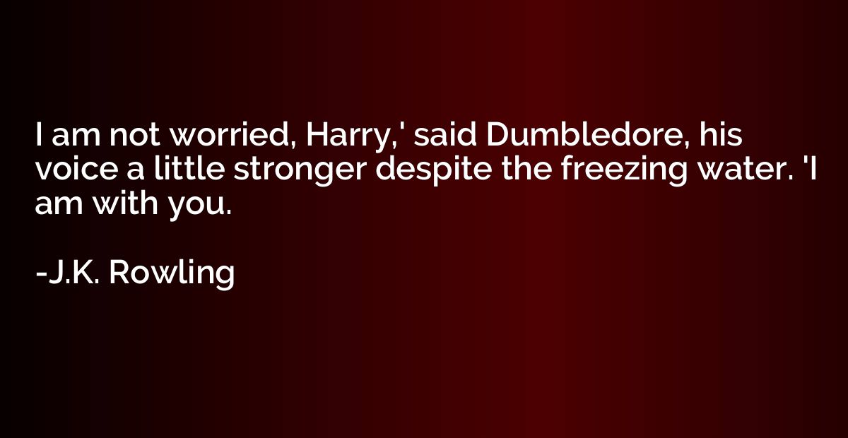 I am not worried, Harry,' said Dumbledore, his voice a littl