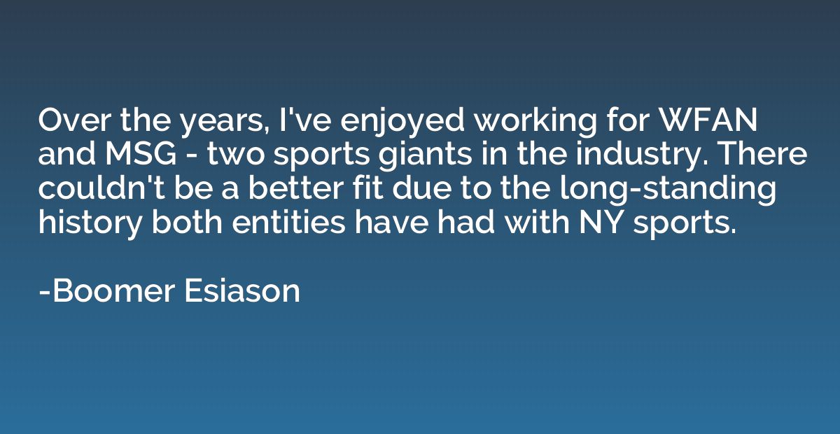 Over the years, I've enjoyed working for WFAN and MSG - two 
